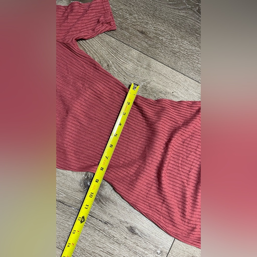 A+ Ellen Red Ribbed Bodycon Dress Mock Neck - Picture 5 of 7